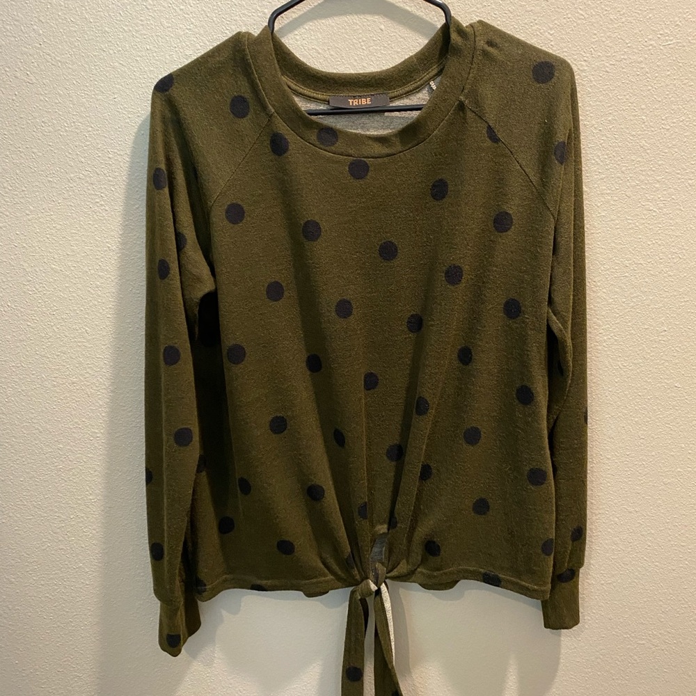 Tribe olive spotted sweater